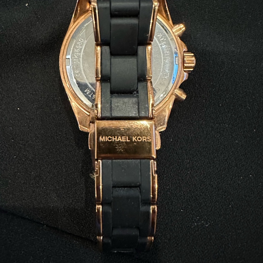 Michael Kors Watch with Black Band and Gold Details